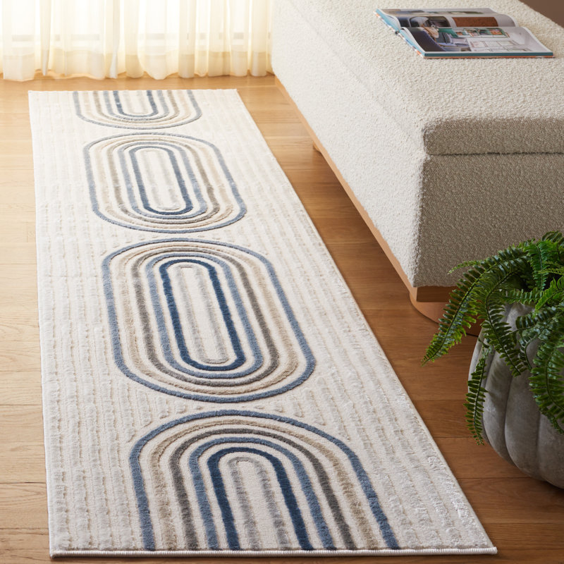 Tapis Saylor 114 ivoire / gris-bleu, Tapis de couloir 2 pi x 8 pi