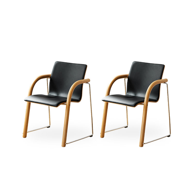 Modern And Simple Solid Wood Beech Wood Ironwork Spliced Backrest Armrest Dining Chair