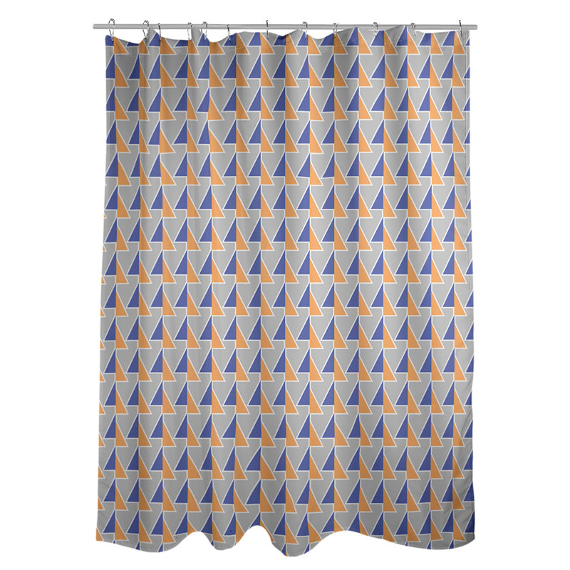 Rideau de douche à flèches décalées, Bleu / Orange