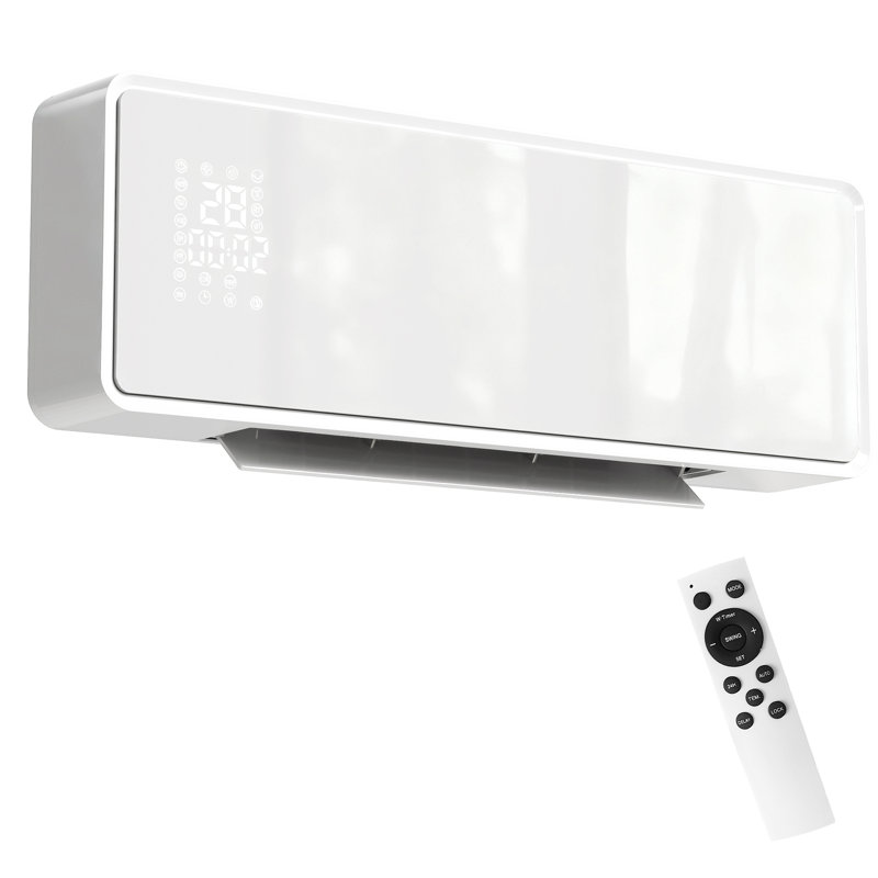 HOMCOM 1000 Watt 6824 BTU Electric Wall Mounted Space Heater with Adjustable Thermostat and with Digital Display, White