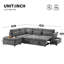 Canapé-lit modulaire en L coulissant avec ports USB et repose-pieds de rangement mobile-345082720