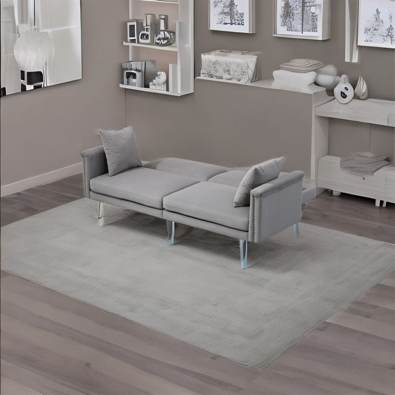 Canapé rembourré 64,57 po Johnathon, Velours gris