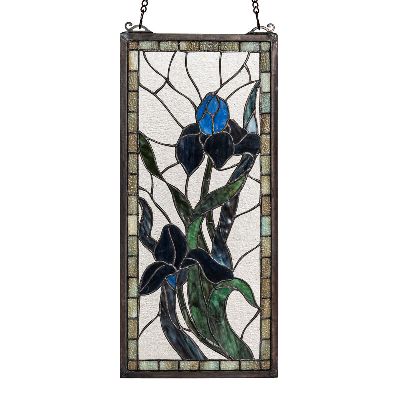 Iris Stained Glass Window Panel