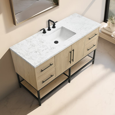 Cherita 54" Single Bathroom Vanity With Engineered Stone Top