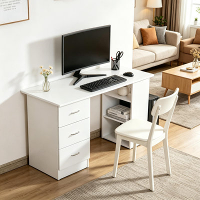 Wood Dominic With 3 drawers and open shelf