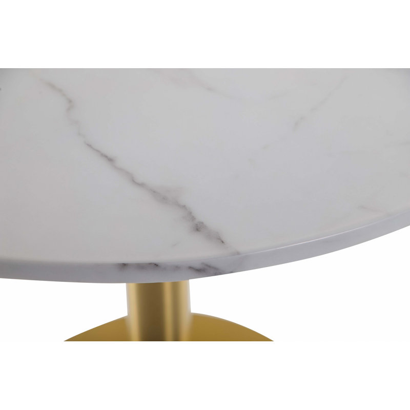 Vancouver Round Faux Marble Top Metal Base Dining Table
