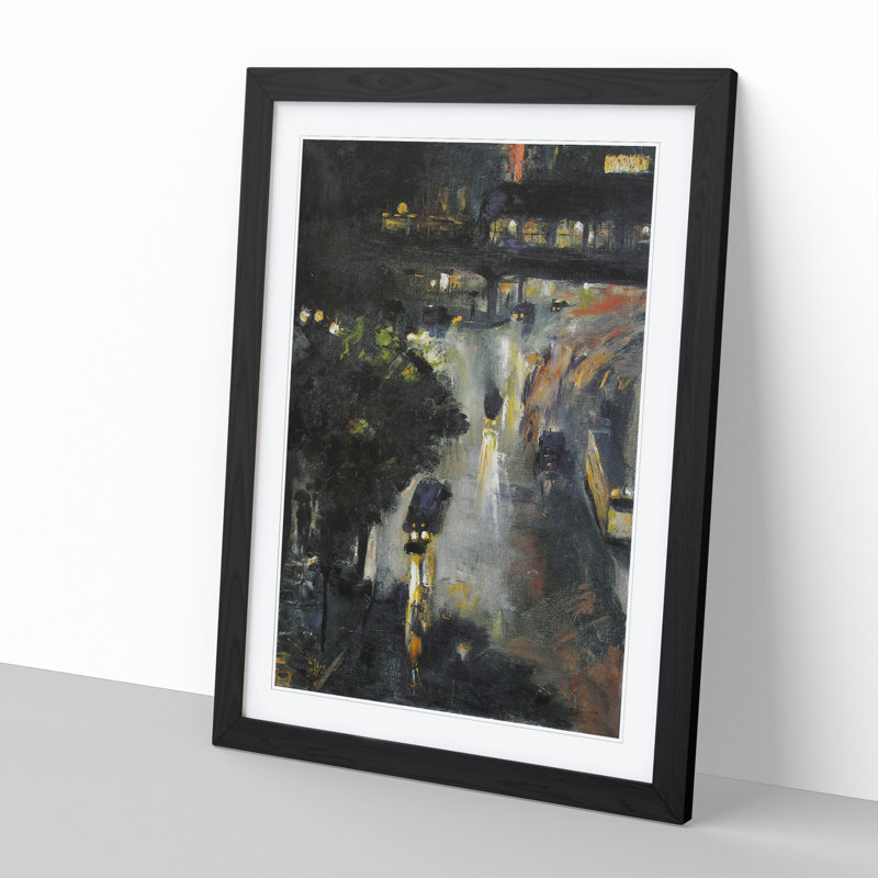 Nollendorfplatz by Night by Lesser Ury - Picture Frame Painting, Black Framed, 36cm H x 27cm W x 2cm D