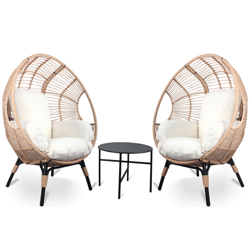 Ensemble de 3 chaises de patio avec table d'appoint
