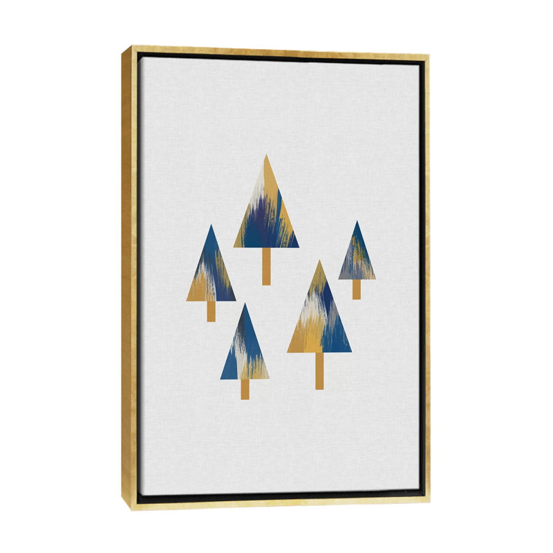 «Trees» par Orara - impression d'art graphique, Pas de tapis, H 60 po x l 40po x P 1,5 po, Toile encadrée d'or