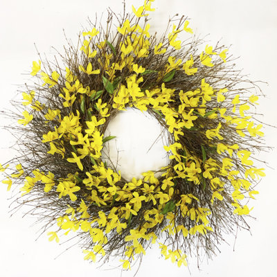 Faux Silk Spring Forsythia Wreath