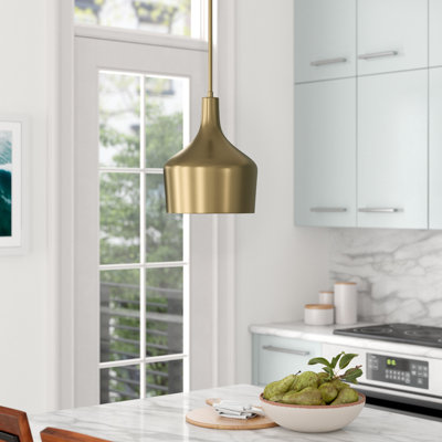 Venegas 1-Light Single Bell Pendant in Natural Brass