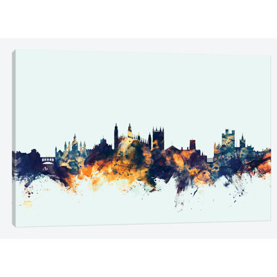 " Cambridge, England, United Kingdom On Blue " by Michael Tompsett