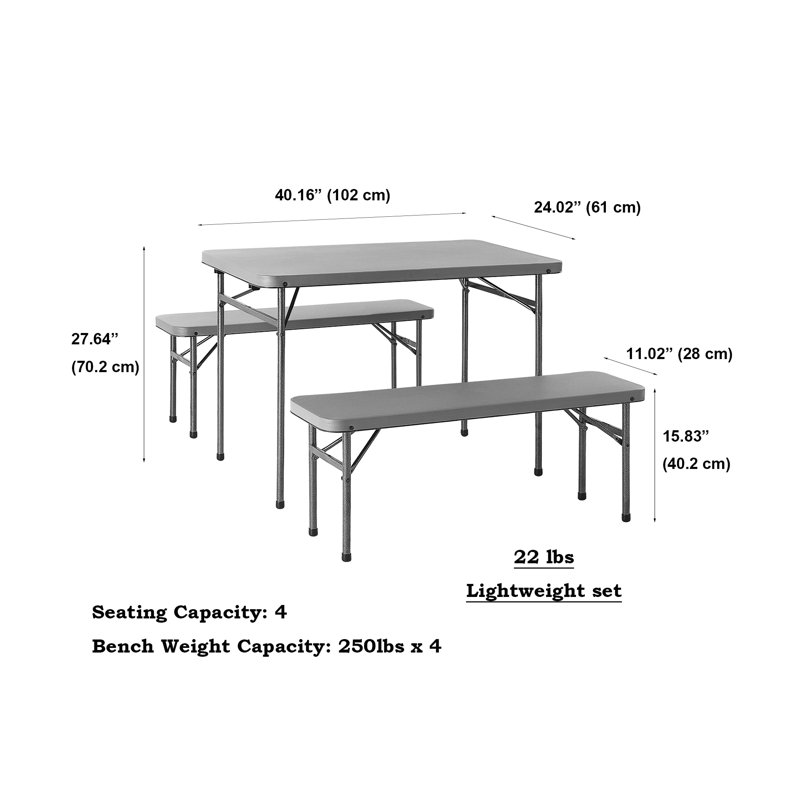Archy Rectangular 4 - Person 40" Long Picnic Table, Gray