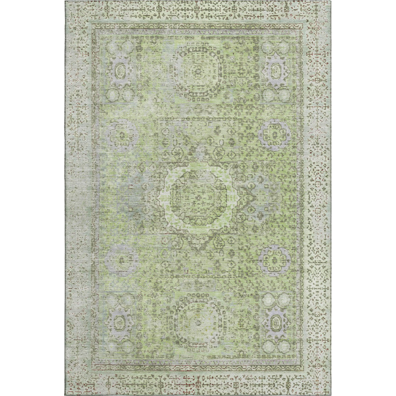 Premium Machine Washable Lubbers AMF1740 Border Rug, Rectangle 2'6" x 3'10"