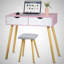 Ensemble coiffeuse en bois massif avec tabouret-1994490350