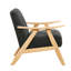 Siège d'appoint en tissu gris foncé, structure en bois d'hévéa massif et rembourrage en mousse pour fauteuil de relaxation, fabrication en bois, siège à dossier rembourré-640650853
