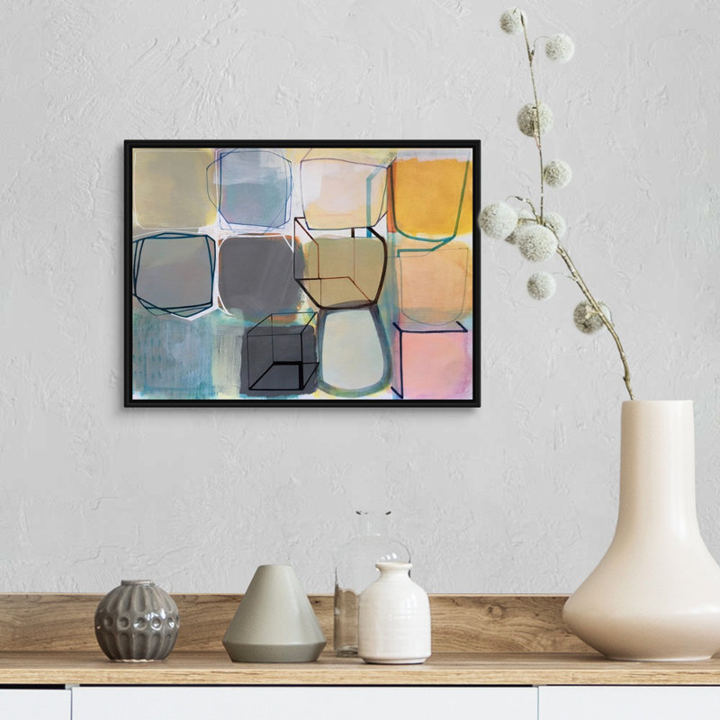 Reproduction d’art sur toile, "Paper abstract 2" par Naomi Taitz Duffy, Cadre noir, H 14 po x l 18 po x P 1,75 po
