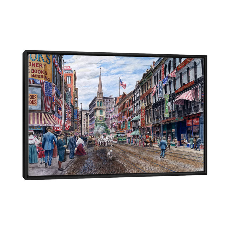 « boston » par reproduction d’art sur toile Stanton Manolakas, H 32 po x l 48 po x P 1,5 po, Toile avec cadre noir