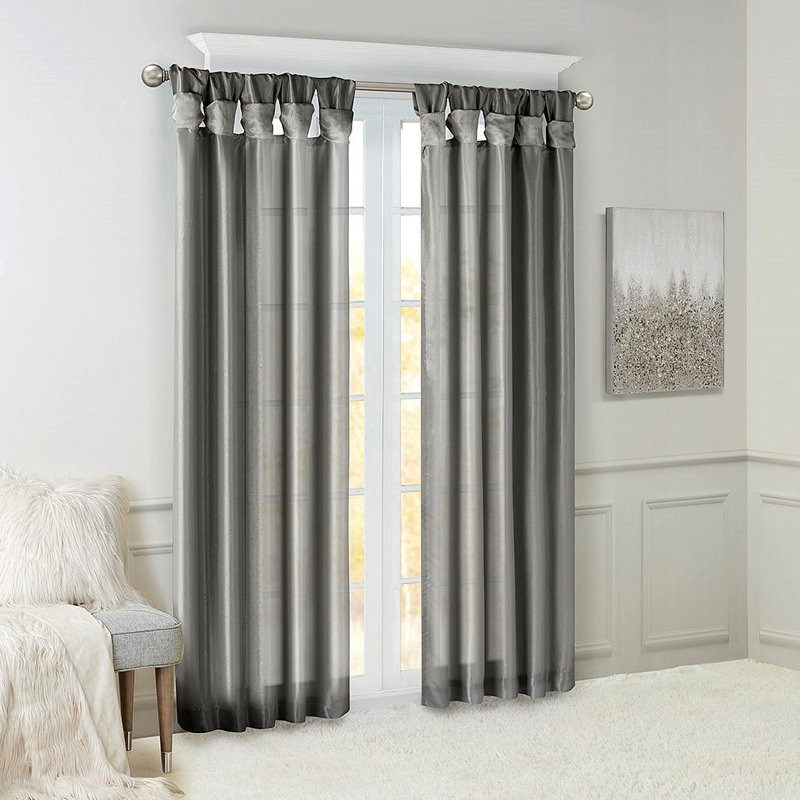 Panneau de rideau de fenêtre à pattes torsadées 50 x 95 po, Gris anthracite, L 50,05 po x L 95,05 po