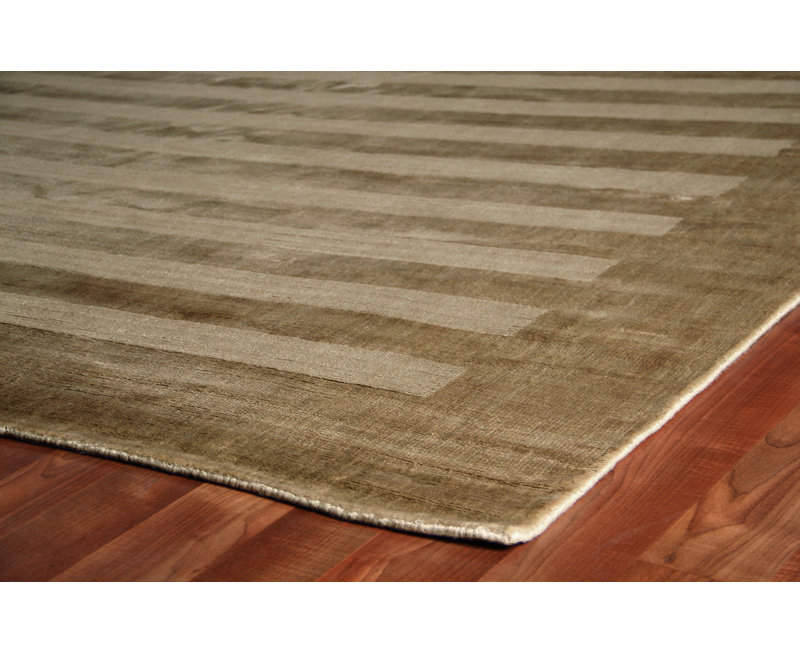 Wide Stripe Striped Area Rug in Gold, Rectangle 8' x 10'
