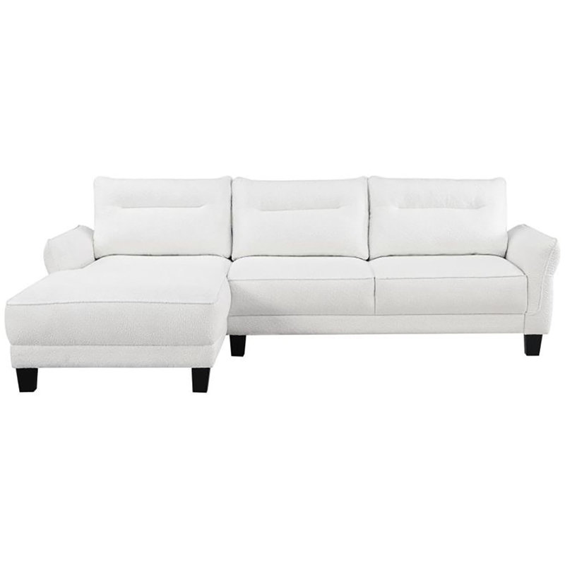 Dedan Upholstered Sectional Left Hand Facing, White 100% Polyester
