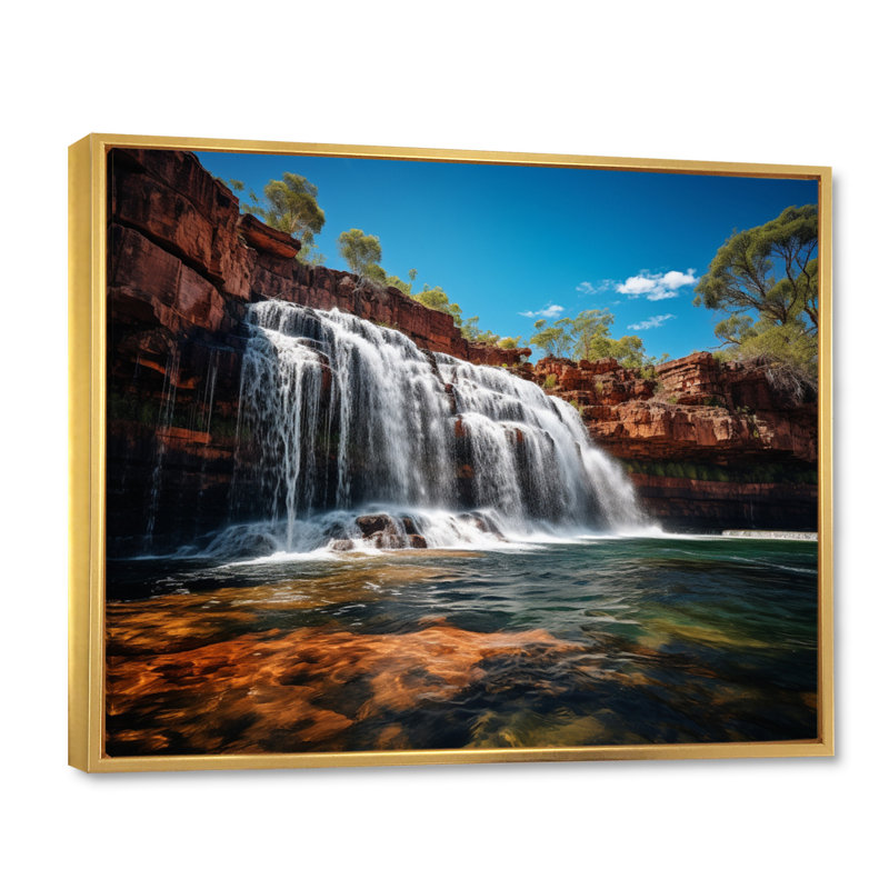 «Australie Waterfall Symphony I», reproduction d'art sur toile, H 12 po x l 20 po x P 1 po, Cadre flottant doré