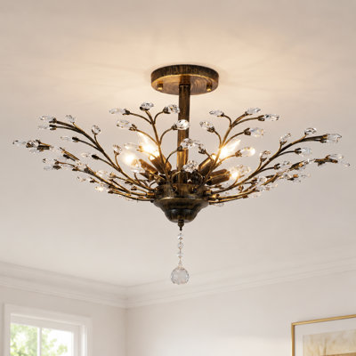 Lustre classique à 5 lumières avec accents de cristal