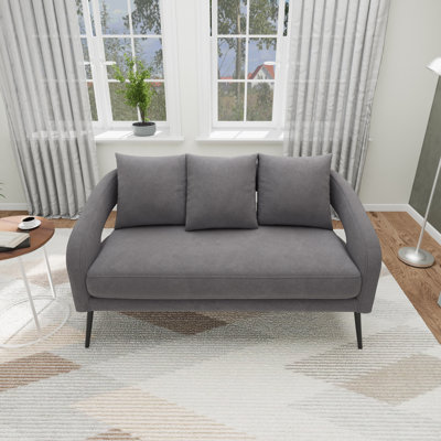 Causeuse l 53,7 po moderne avec dossier ouvert avec 3 coussins