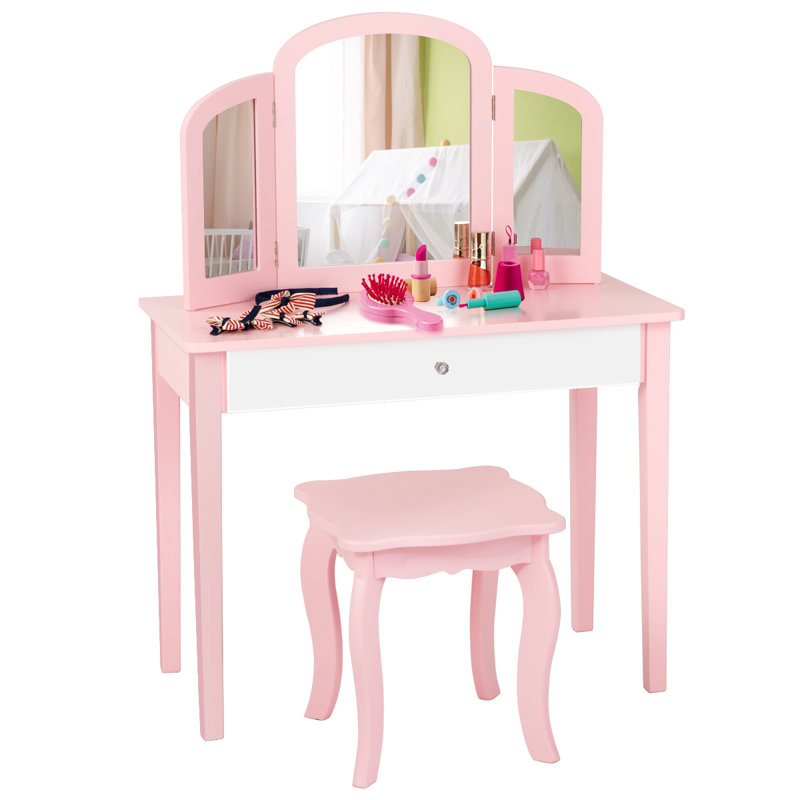 Kids Vanity Set with Mirror, Pink
