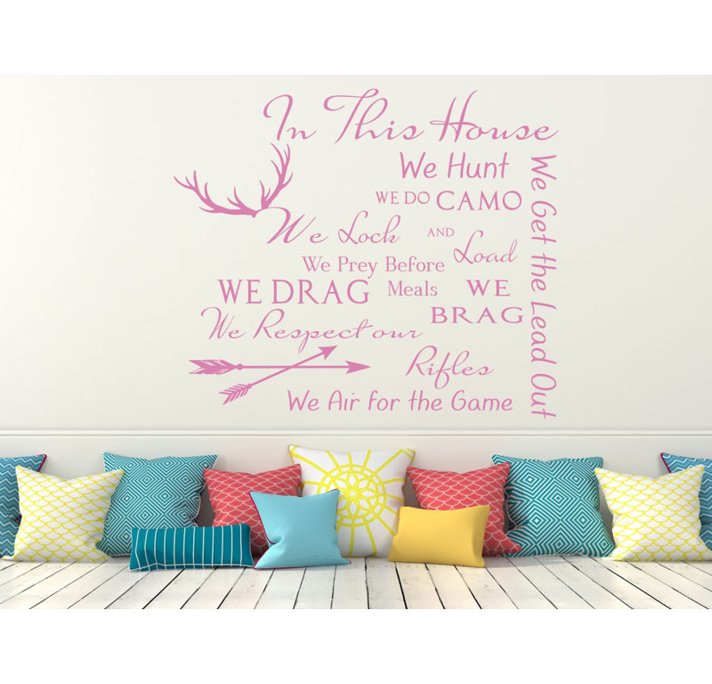 Décalcomanie murale citation règles maison family, Rose tendre