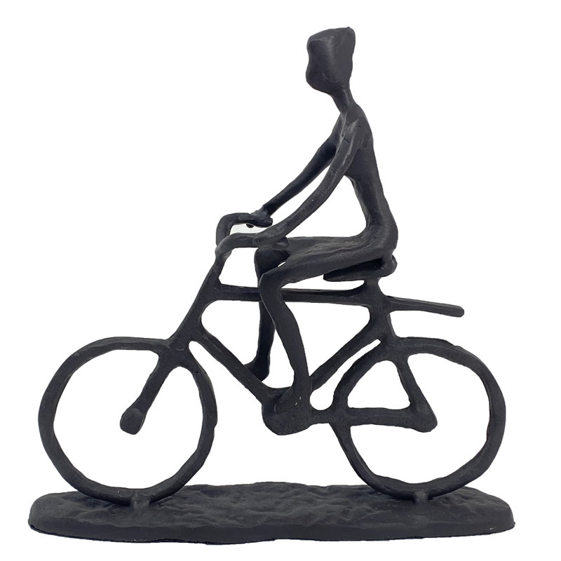 Alaya BICYCLE MAN Iron Figurine 19cm, Mocha