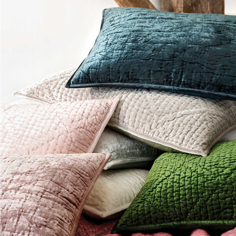 Parisienne Velvet Quilted Sham, Gray, Standard