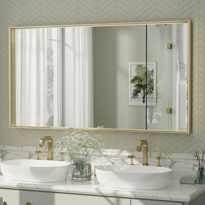 Miroir mural Aevar, 55 po x 30 po, Or brossé