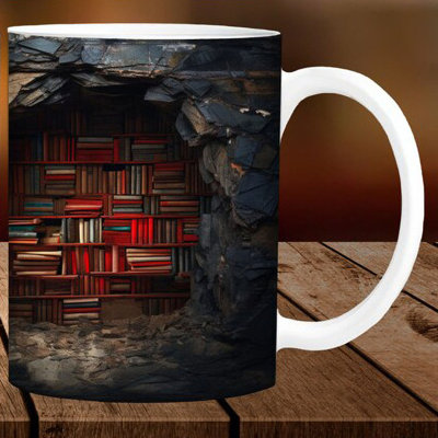 Tasse avec lettrage et tasse à livres