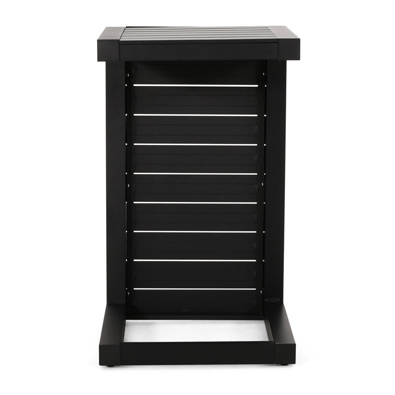 Modern Matte Black Side Table Made Of Aluminum Alloy With Structure, Shade For Outdoor