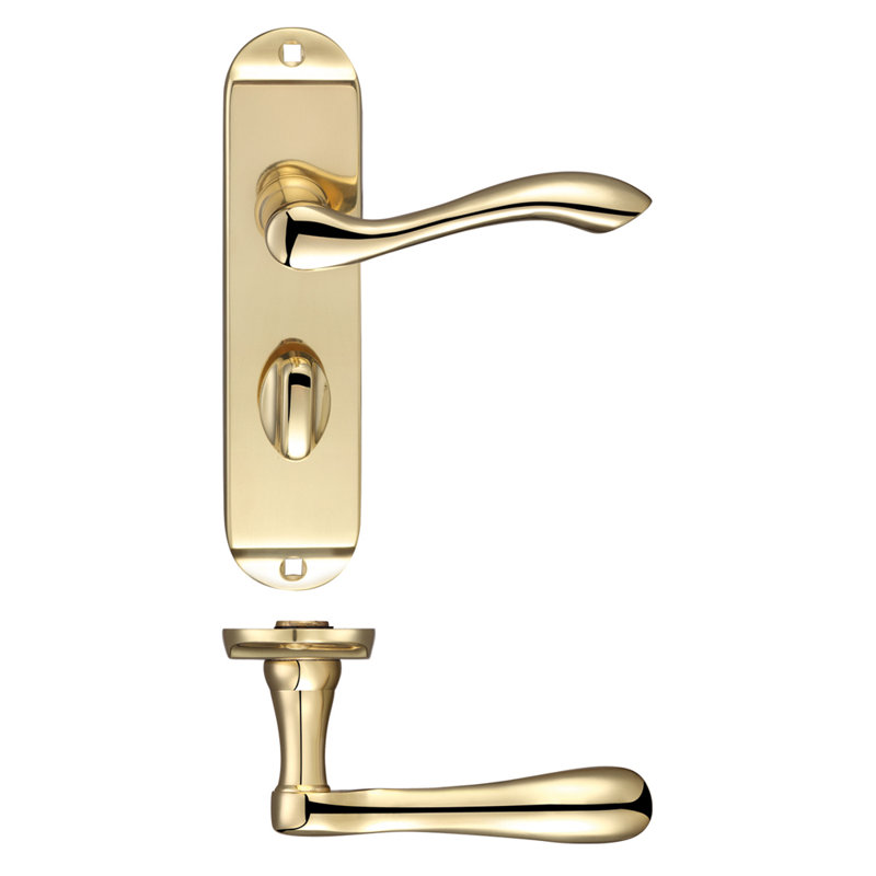 Arundel Bathroom Right Hand Door Handle, Polished Brass