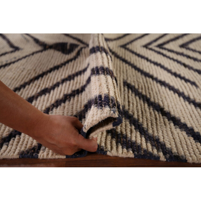 Tapis marocain géométrique moderne en laine 8 x 11