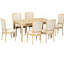 Table de salle à manger rustique pour 6 personnes avec table extensible en bois massif, chaises rembourrées, 2 tiroirs, fabrication charmante à 7 tables, rangement au look moderne