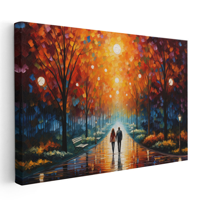 «Glowing Park Romance», reproduction d'art murale, Toile avec cadre blanc, H 40 po x l 60 po x P 1,25 po