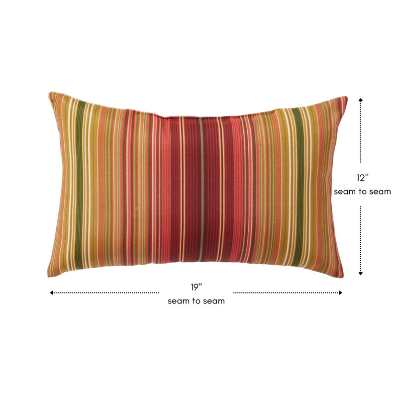 Henrich Indoor/Outdoor Striped Lumbar Pillow, Kinnabari Stripe