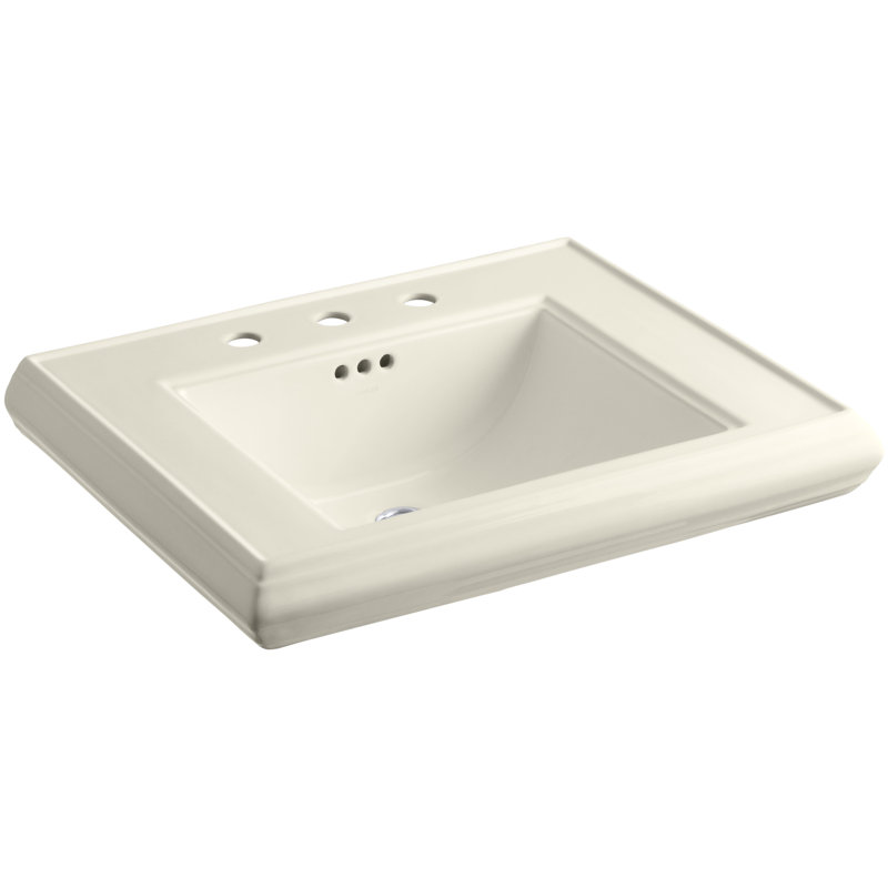 Memoirs® Rectangular Pedestal Bathroom Sink with Overflow, Almond, 8'' Centers