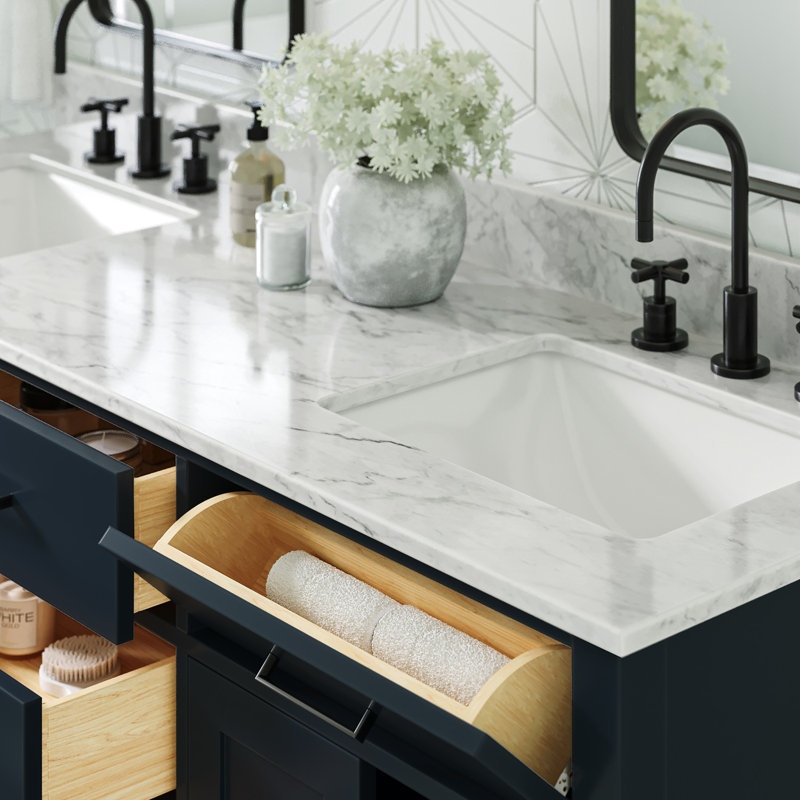 67 in. Double Vanity, Rectangular, Midnight Blue, 67"