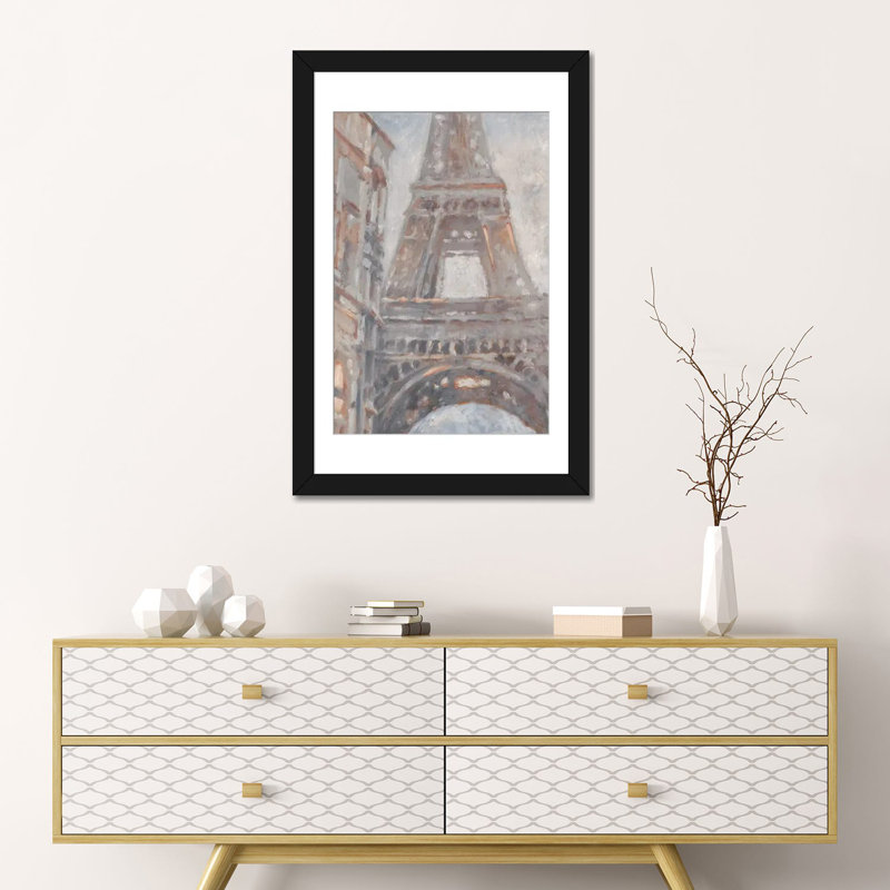 « parisian aube i », impression sur toile, H 32 po x l 24 po x P 1 po, Papier avec cadre noir, Blanc
