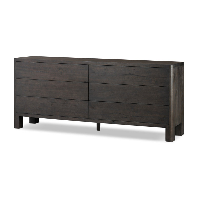 Noeline 6 Drawer Dresser-Worn Oak, Smoked Black Oak