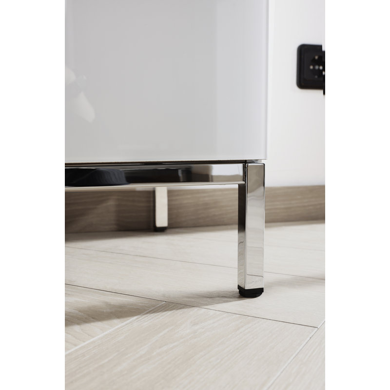 Flipp 5 - Drawer Chest of Drawers, Artisan Oak/White Glass/Chrome