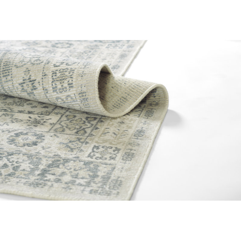 Tapis gris en laine et viscose tissé à la main Bungalow Rose Atenas, Rectangle 2 pi x 3 pi