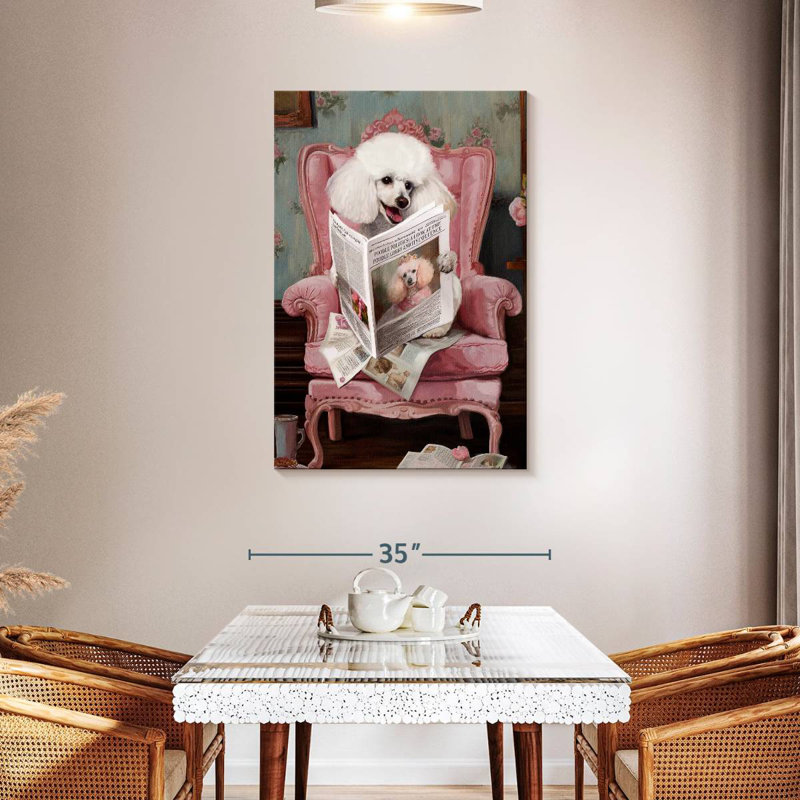 Brampt Poodle Reading News, 45" H x 30" W