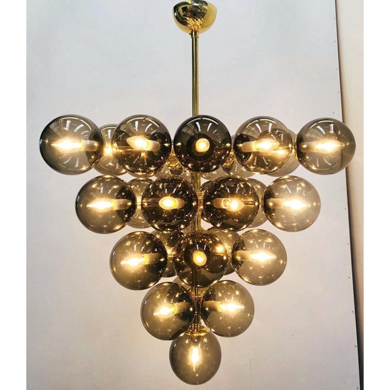 Lustre Cortisha Grappolo, Laiton brossé, Blanc, 37” Length x 37” Width x 48” Height