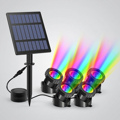 Lampes de fontaine solaires immergées 5-en-1 Color-Shift, lumières sous-marines résistantes aux intempéries IP68 avec 2 modes d'éclairage, luminaires réglables à énergie solaire pour les étangs, les piscines et les jardins
