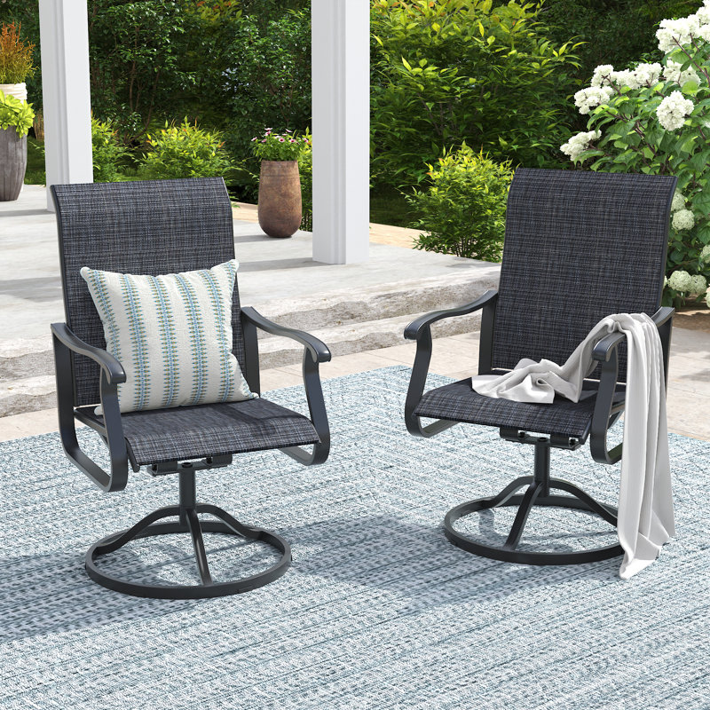 Chaises de salle à manger d'extérieur pivotantes à 360 ° PVC-coated polyester, Noir